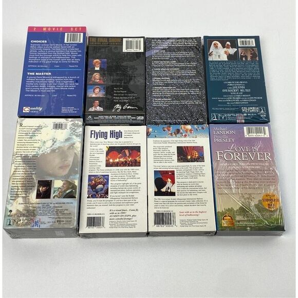 NOS Vtg 1990s VHS Tapes Tv Classic Variety Movies Set of 8 Sealed VCR Cleaner CD - Picture 2 of 2